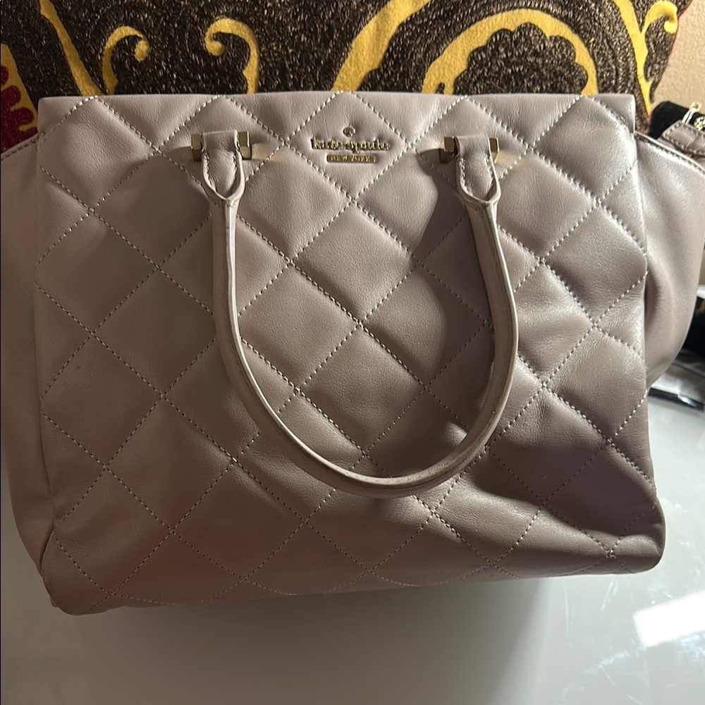 Kate Spade Cream Quilted Tote Bag